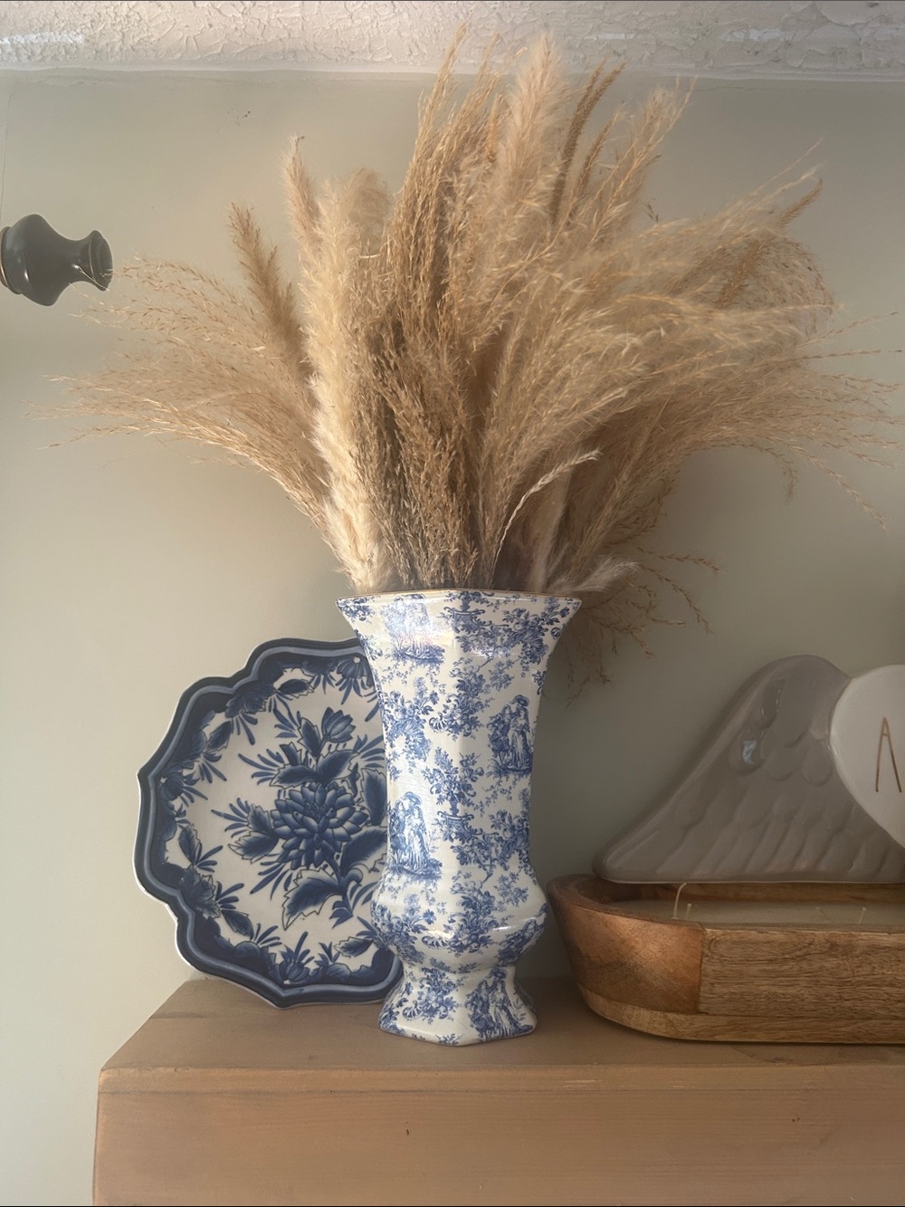 Vintage Baum brothers formalities Blue & White toile Ceramic Vase